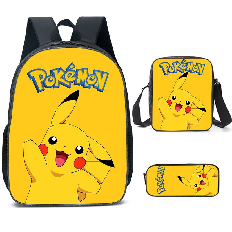 Pokemon Pikachu Schoolbag Backpack Lunch Bag Pencil Case Set Gift for Kids Students