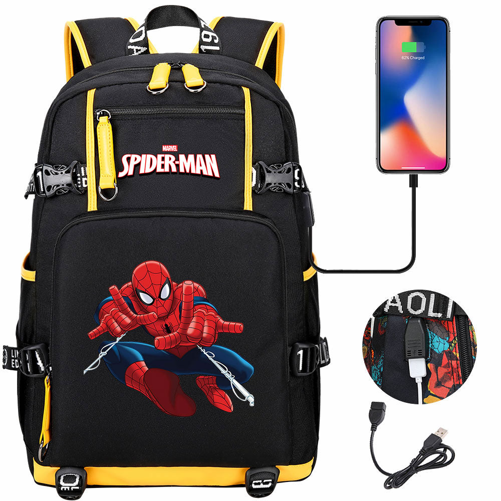 Spiderman Superhero Gwen Miles Morales  USB Charging Backpack School NoteBook Laptop Travel Bags