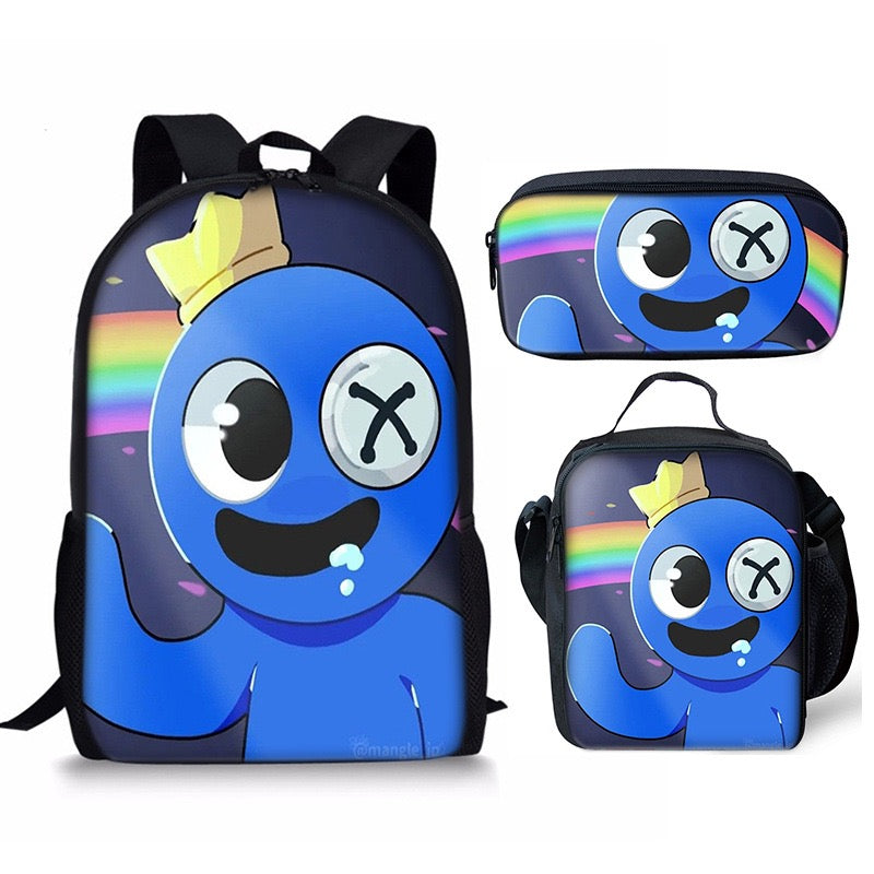 Rainbow Friends Schoolbag Backpack Lunch Bag Pencil Case 3pcs Set Gift for Kids Students