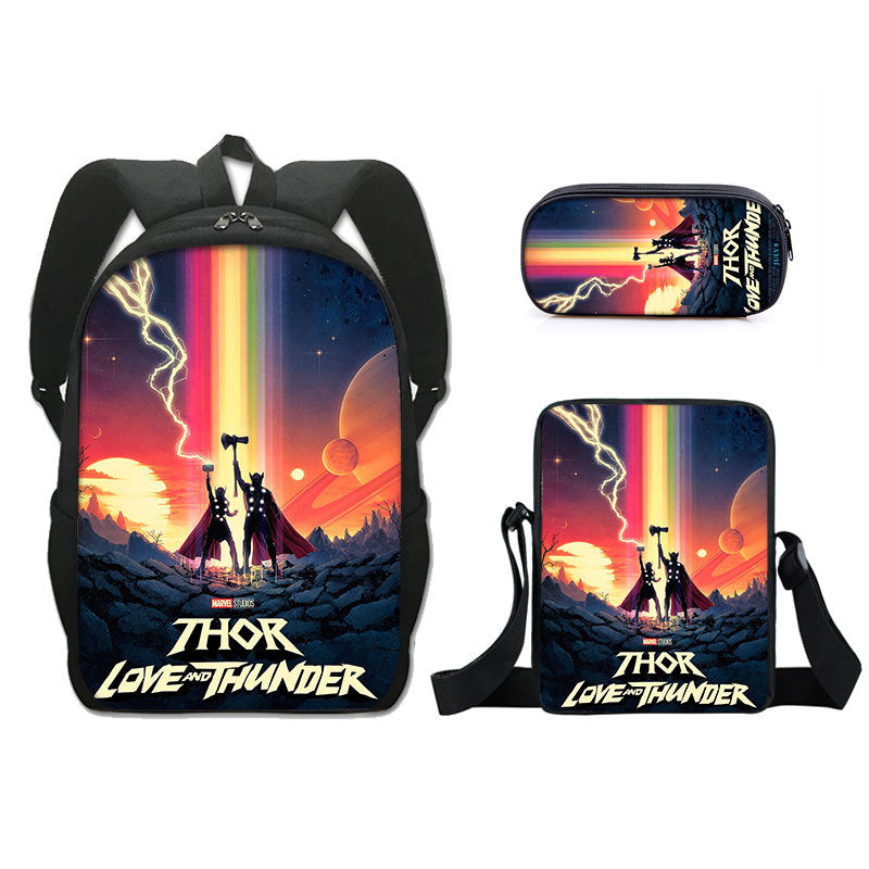 Thor Love and Thunder Schoolbag Backpack Lunch Bag Pencil Case Set Gift for Kids Students