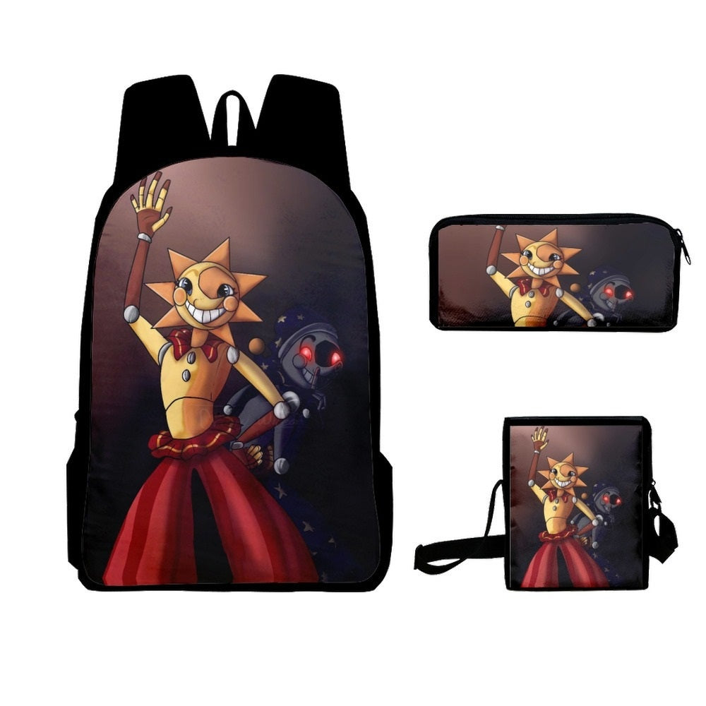 Fnaf Security Breach Sundrop Moondrop Schoolbag Backpack Lunch Bag Pencil Case Set Gift for Kids Students