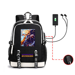 Fnaf Security Breach Sundrop Moondrop USB Charging Backpack School Note Book Laptop Travel Bags