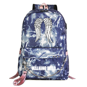 The Walking Dead USB Charging Backpack Shoolbag Notebook Bag Gifts for Kids Students