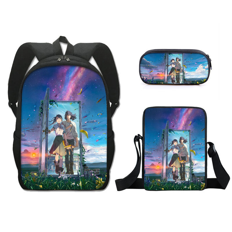 Suzume no Tojimari Schoolbag Backpack Lunch Bag Pencil Case 3pcs Set Gift for Kids Students