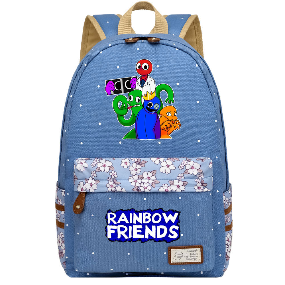 Rainbow Friends Canvas Travel Backpack School Bag For Girl Kids Boy