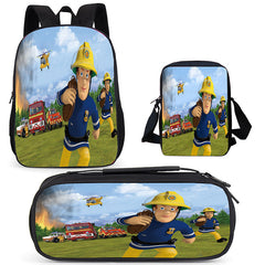 Fireman Sam Schoolbag Backpack Lunch Bag Pencil Case Set Gift for Kids Students