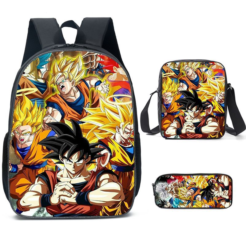 Dragon Ball Son Goku Schoolbag Backpack Lunch Bag Pencil Case Set Gift for Kids Students