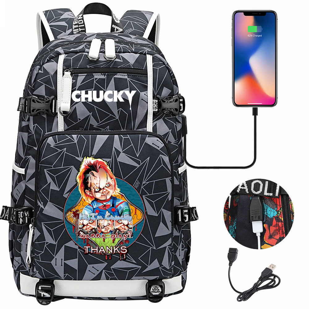 Child's Play USB Charging Backpack School NoteBook Laptop Travel Bags