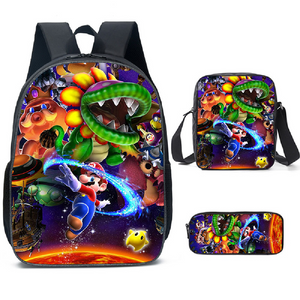 Super Mario Schoolbag Backpack Lunch Bag Pencil Case Set Gift for Kids Students