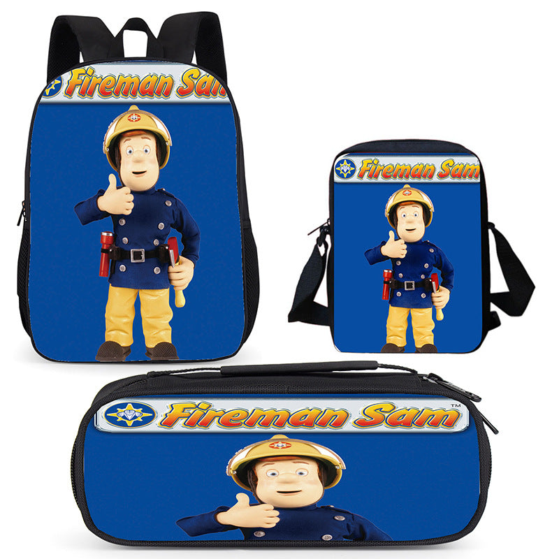 Fireman Sam Schoolbag Backpack Lunch Bag Pencil Case Set Gift for Kids Students