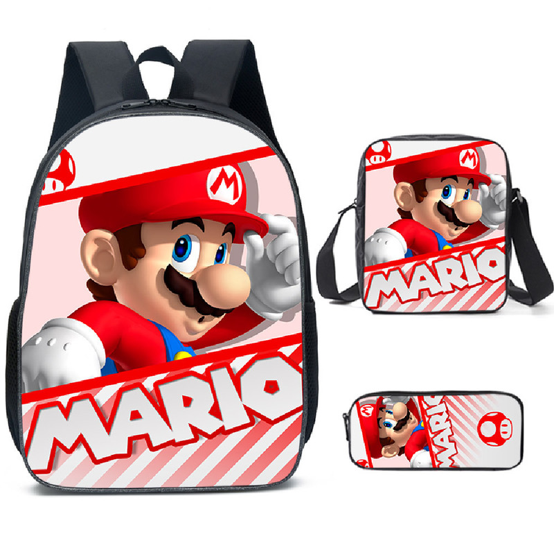 Super Mario Schoolbag Backpack Lunch Bag Pencil Case Set Gift for Kids Students