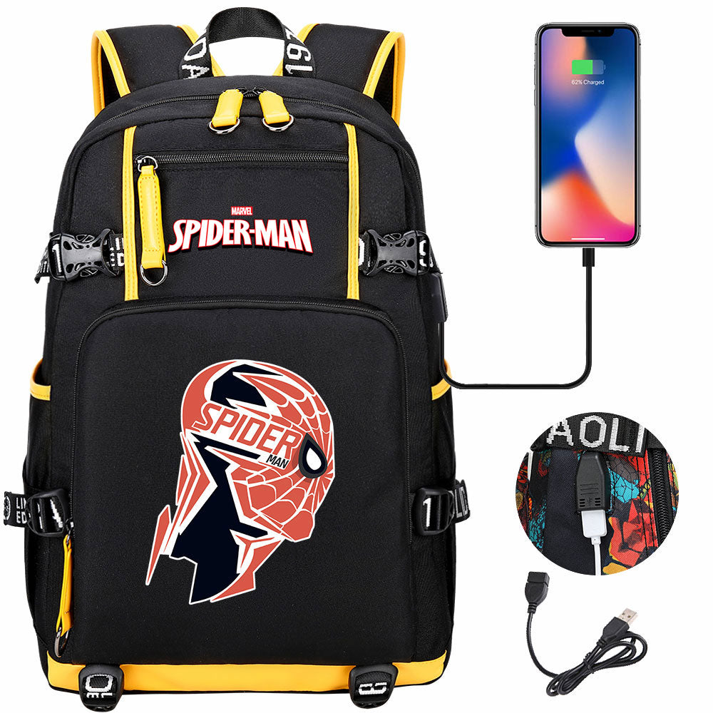 Spiderman Superhero Gwen Miles Morales  USB Charging Backpack School NoteBook Laptop Travel Bags