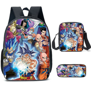 Dragon Ball Son Goku Schoolbag Backpack Lunch Bag Pencil Case Set Gift for Kids Students