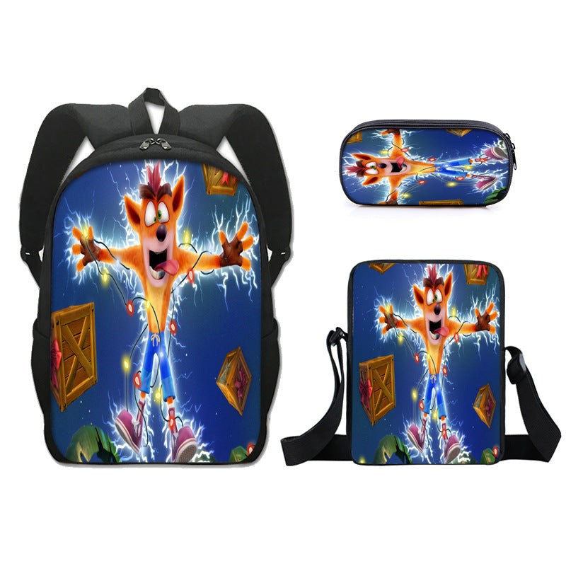 Crash Bandicoot Schoolbag Backpack Lunch Bag Pencil Case Set Gift for Kids Students