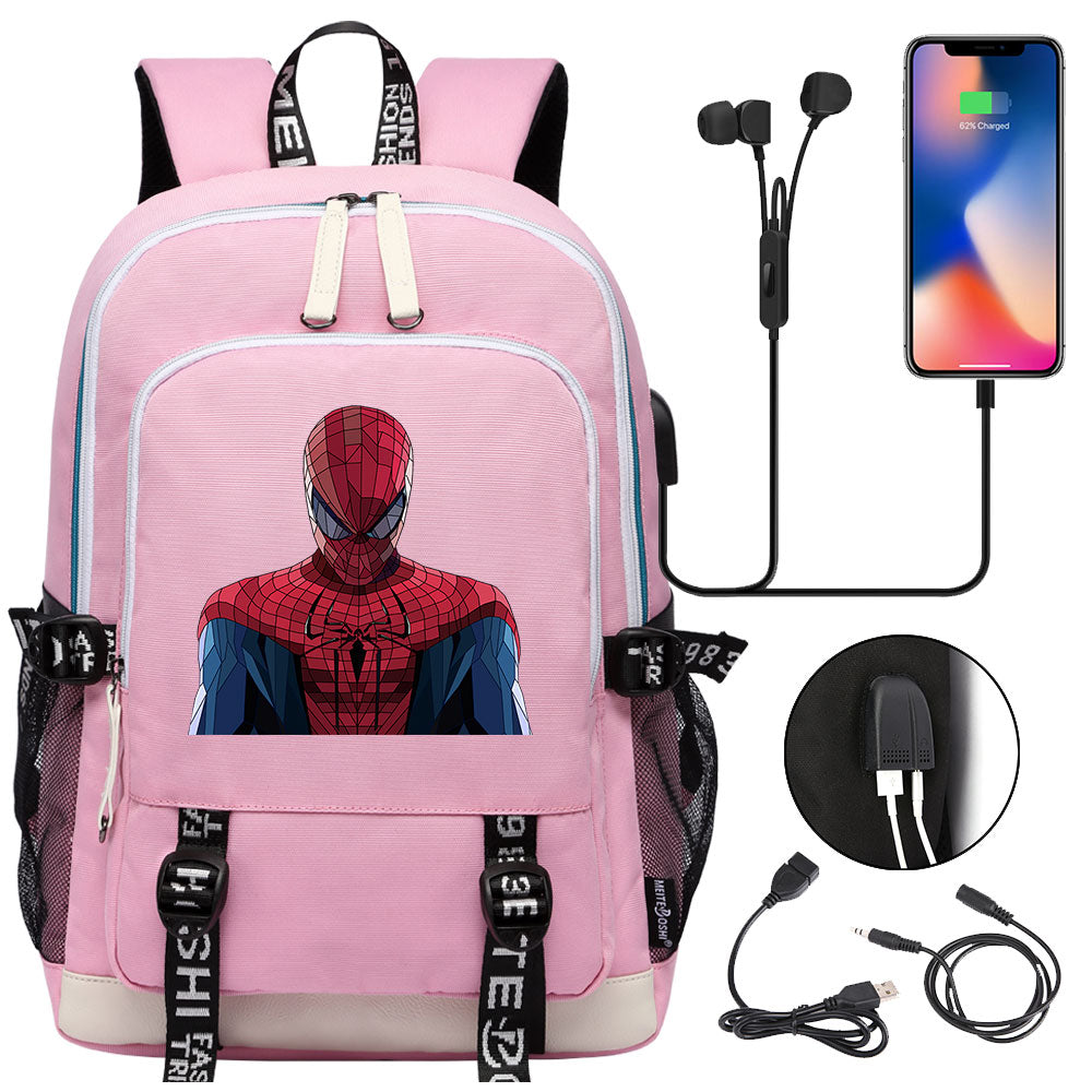 Spiderman Venom Superhero USB Charging Backpack School Note Book Laptop Travel Bags