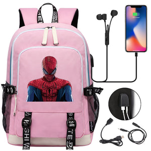Spiderman Venom Superhero USB Charging Backpack School Note Book Laptop Travel Bags