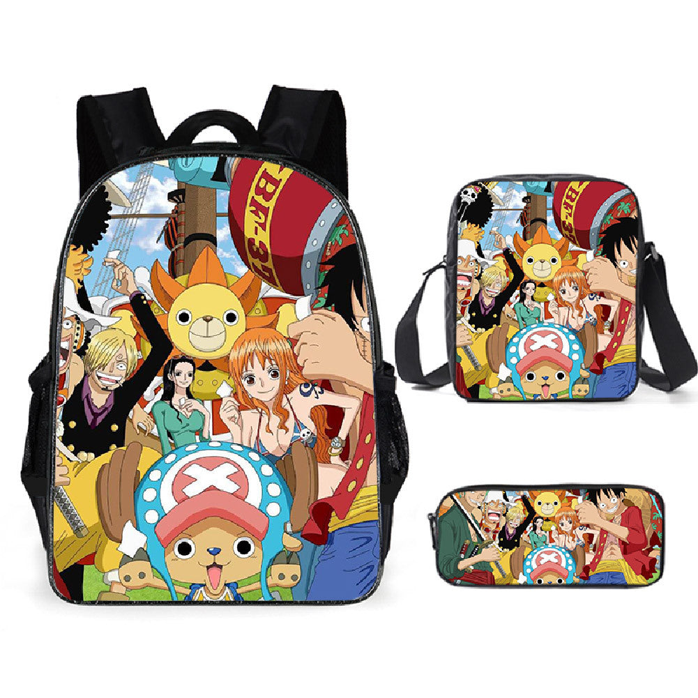 One Piece Monkey D. Luffy Schoolbag Backpack Lunch Bag Pencil Case Set Gift for Kids Students