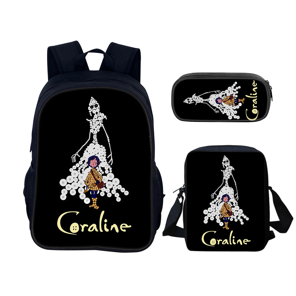 Coraline the Secret Door Schoolbag Backpack Lunch Bag Pencil Case 3pcs Set Gift for Kids Students