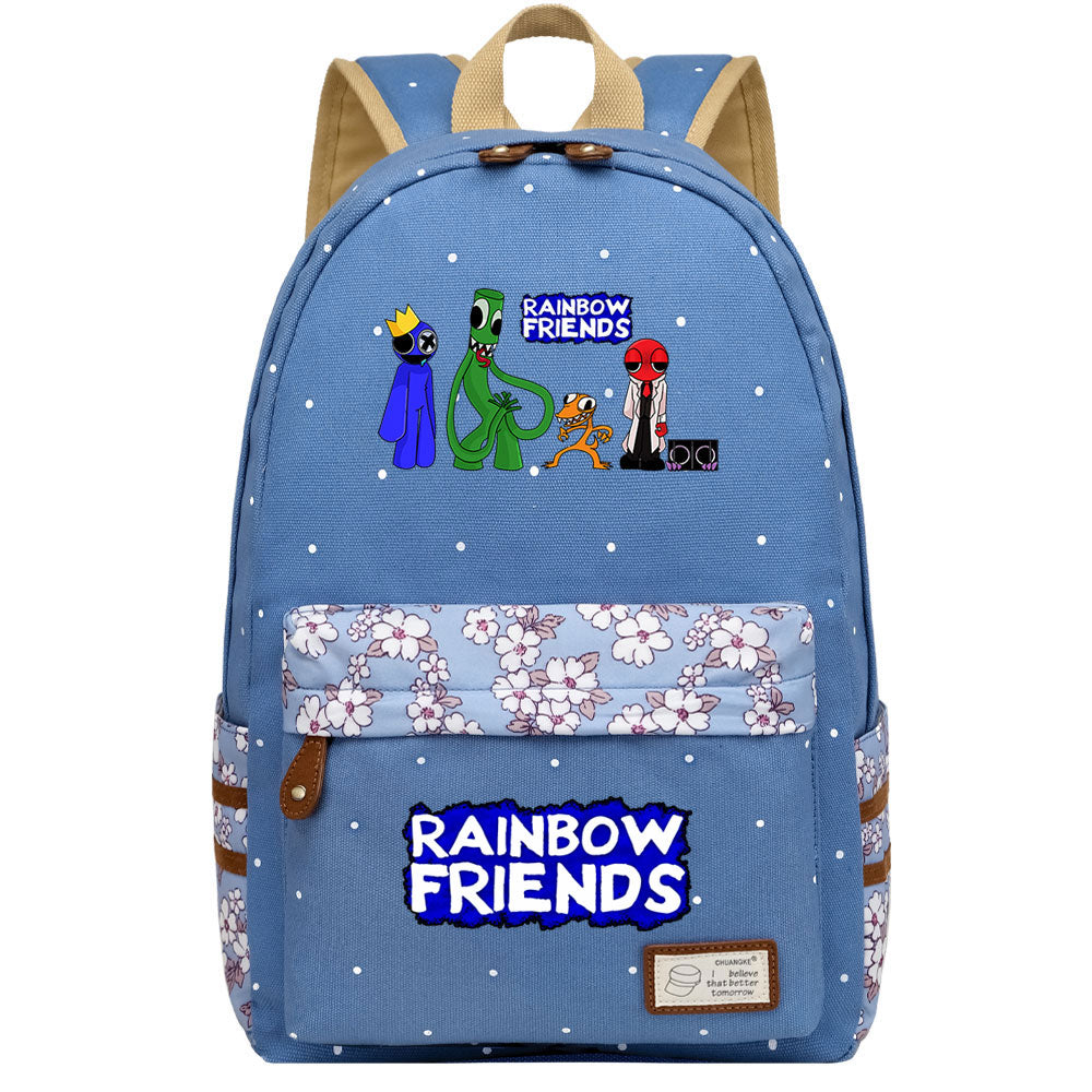 Rainbow Friends Canvas Travel Backpack School Bag For Girl Kids Boy