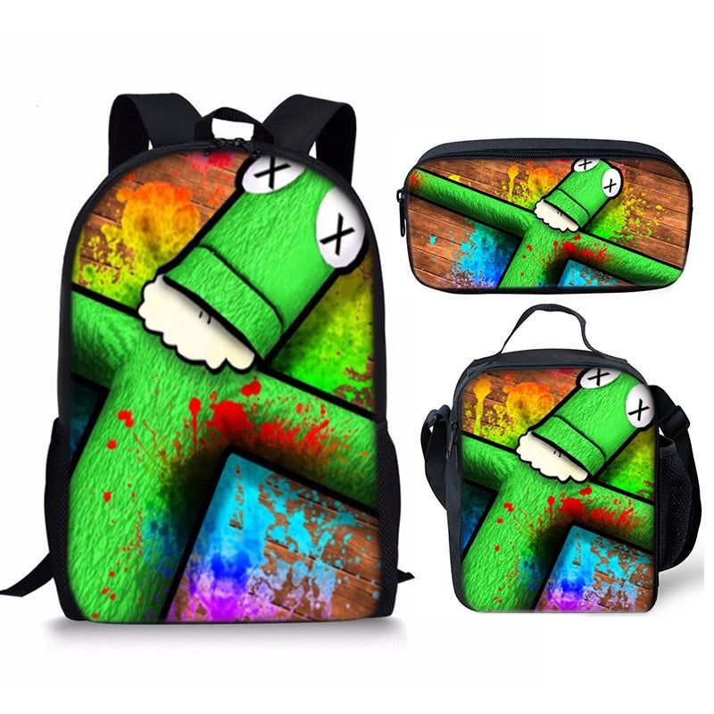 Rainbow Friends Schoolbag Backpack Lunch Bag Pencil Case 3pcs Set Gift for Kids Students