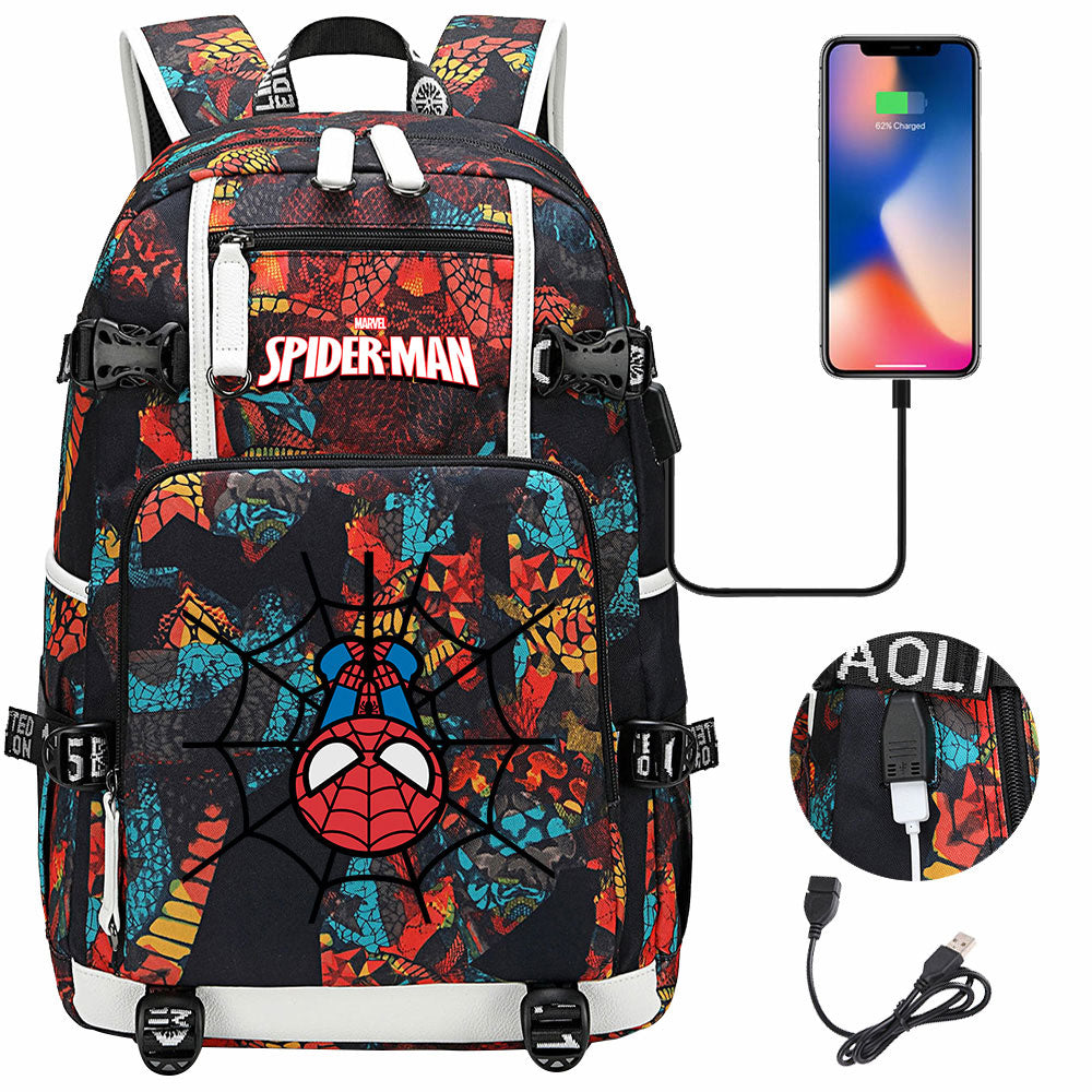 Spiderman Superhero Gwen Miles Morales  USB Charging Backpack School NoteBook Laptop Travel Bags