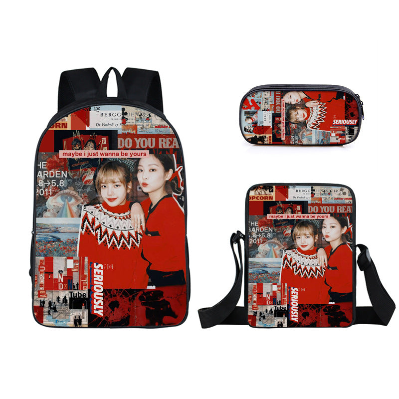 BLACKPINK JISOO JENNIE Schoolbag Backpack Lunch Bag Pencil Case Set Gift for Kids Students
