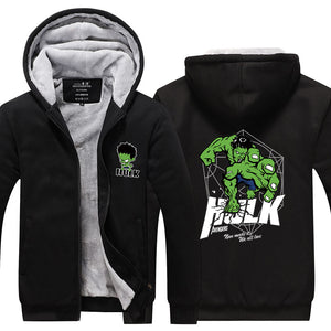 Hulk Superhero Hoodie Jacket Autumn Winter Unisex Zipper Sweatershirt Warm Coat