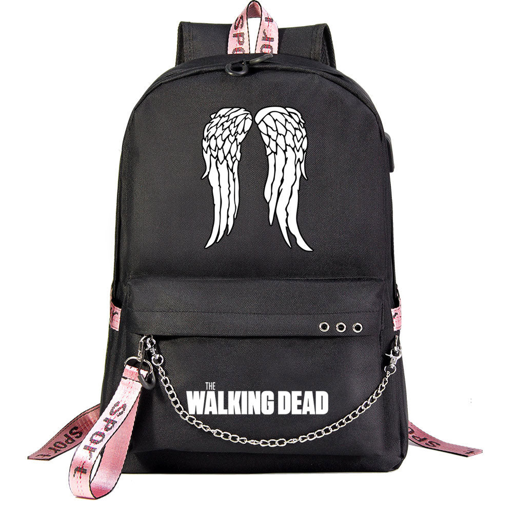 The Walking Dead USB Charging Backpack Shoolbag Notebook Bag Gifts for Kids Students