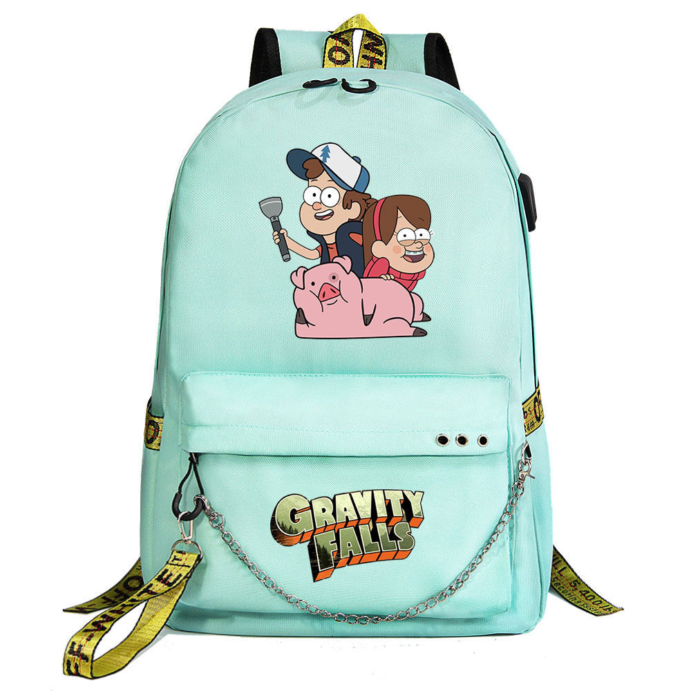Gravity Falls USB Charging Backpack Shoolbag Notebook Bag Gifts for Kids Students