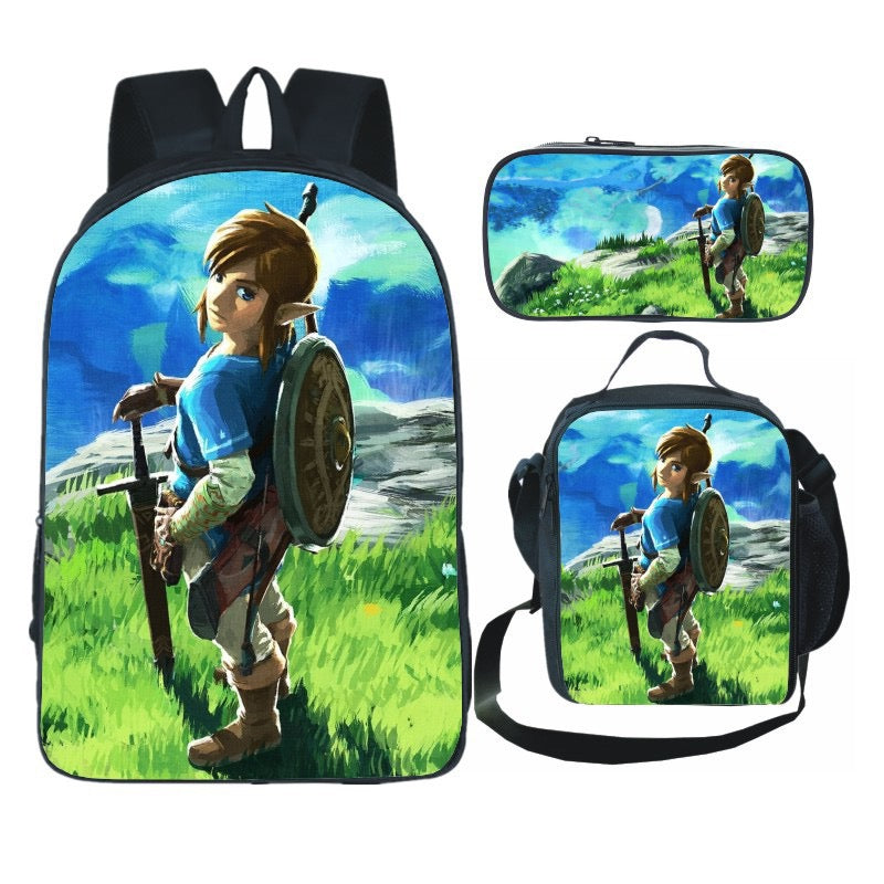 The Legend of Zelda Schoolbag Backpack Lunch Bag Pencil Case Set Gift for Kids Students