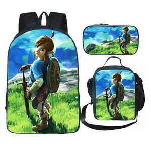 The Legend of Zelda Schoolbag Backpack Lunch Bag Pencil Case Set Gift for Kids Students