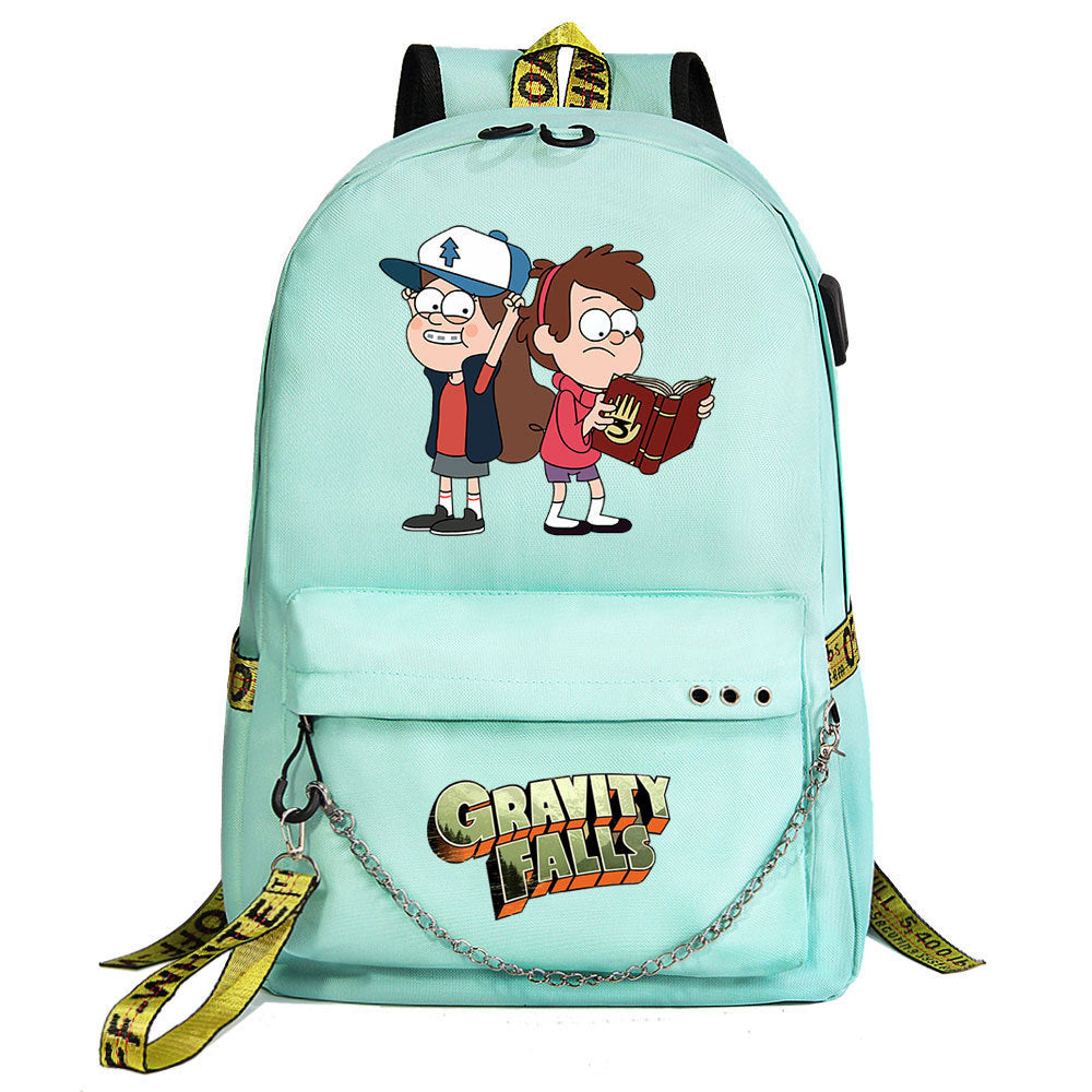 Gravity Falls USB Charging Backpack Shoolbag Notebook Bag Gifts for Kids Students
