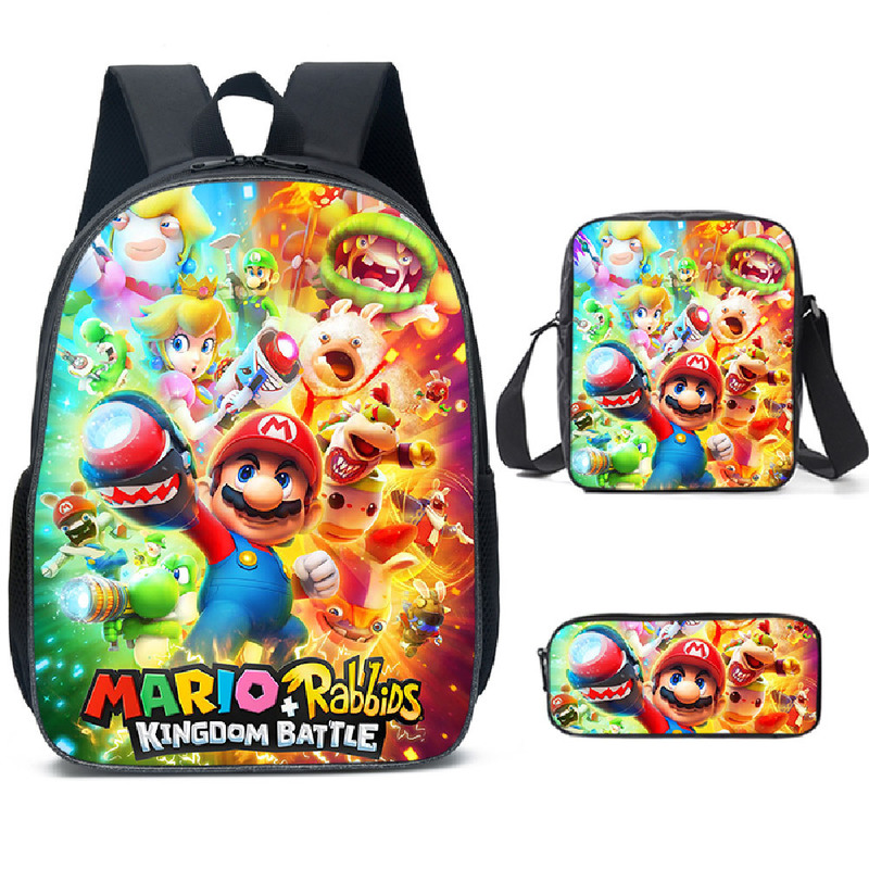 Super Mario Schoolbag Backpack Lunch Bag Pencil Case Set Gift for Kids Students