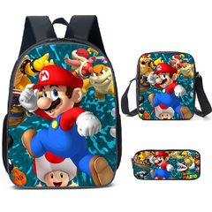 Super Mario Schoolbag Backpack Lunch Bag Pencil Case Set Gift for Kids Students