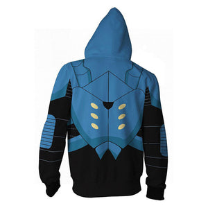 Blue Beetle Cosplay Hoodie Sweatshirt Sweater Unisex Zipper Jacket Coat