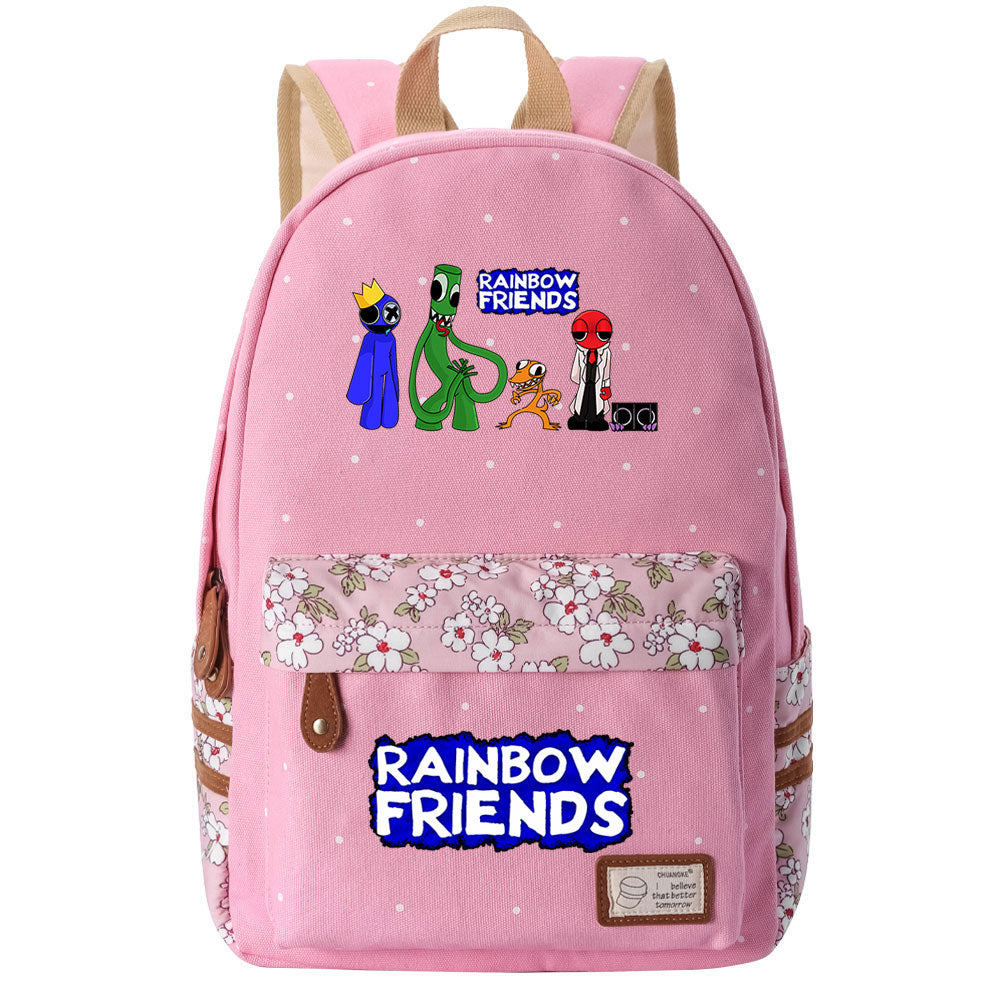 Rainbow Friends Canvas Travel Backpack School Bag For Girl Kids Boy