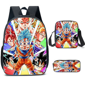 Dragon Ball Son Goku Schoolbag Backpack Lunch Bag Pencil Case Set Gift for Kids Students