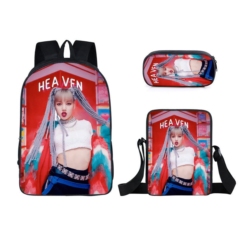 BLACKPINK JISOO JENNIE Schoolbag Backpack Lunch Bag Pencil Case Set Gift for Kids Students