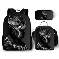 Black Panther Schoolbag Backpack Lunch Bag Pencil Case Set Gift for Kids Students