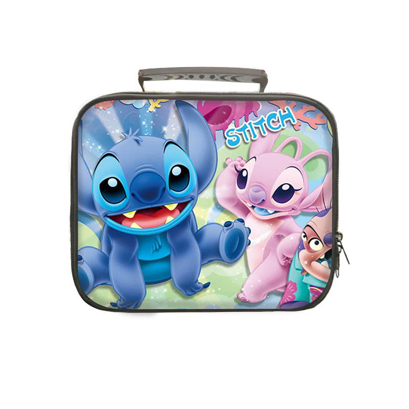 Stitch PU Leather Portable Lunch Box School Tote Storage Picnic Bag