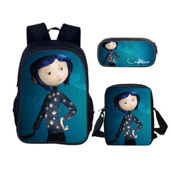 Coraline the Secret Door Schoolbag Backpack Lunch Bag Pencil Case 3pcs Set Gift for Kids Students