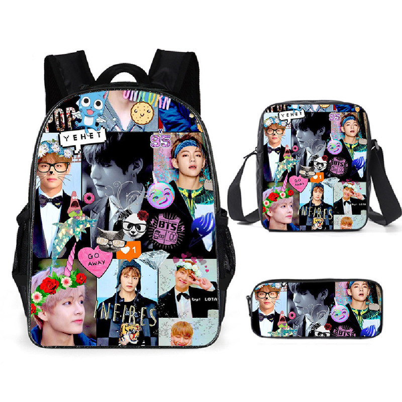 Bangtan Boys BTS Schoolbag Backpack Lunch Bag Pencil Case Set Gift for Kids Students