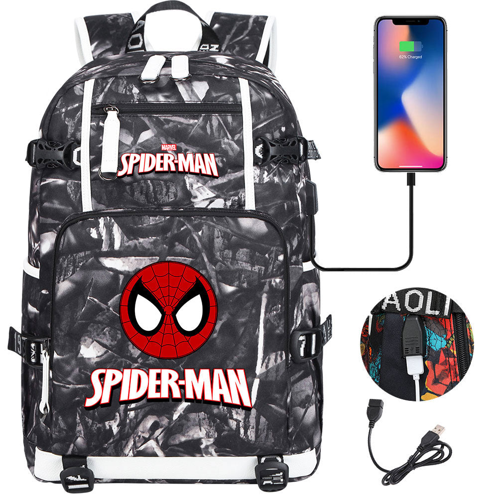 Spiderman Superhero Gwen Miles Morales  USB Charging Backpack School NoteBook Laptop Travel Bags