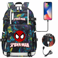 Spiderman Superhero Gwen Miles Morales  USB Charging Backpack School NoteBook Laptop Travel Bags