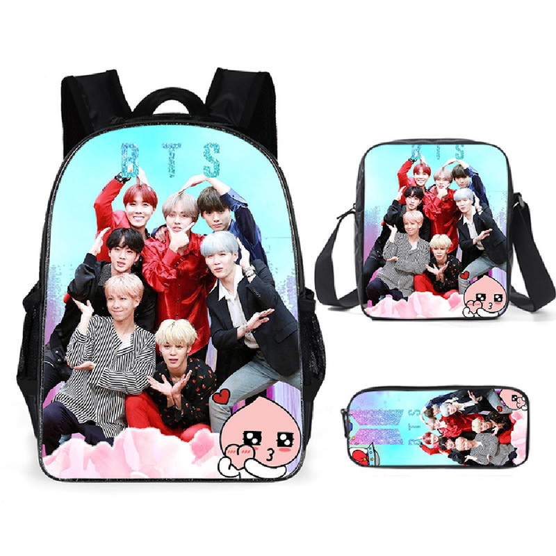 Bangtan Boys BTS Schoolbag Backpack Lunch Bag Pencil Case Set Gift for Kids Students