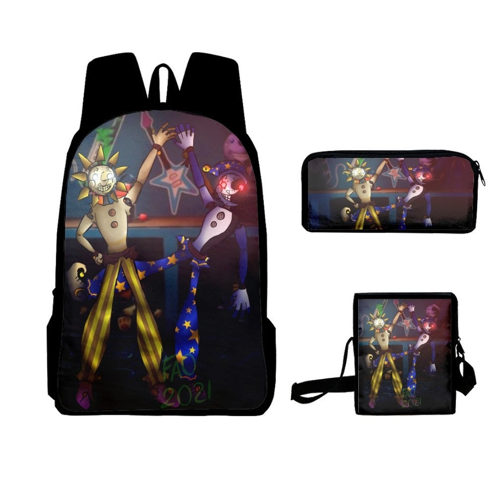 Fnaf Security Breach Sundrop Moondrop Schoolbag Backpack Lunch Bag Pencil Case Set Gift for Kids Students