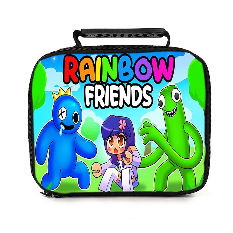 Rainbow Friends PU Leather Portable Lunch Box School Tote Storage Picnic Bag
