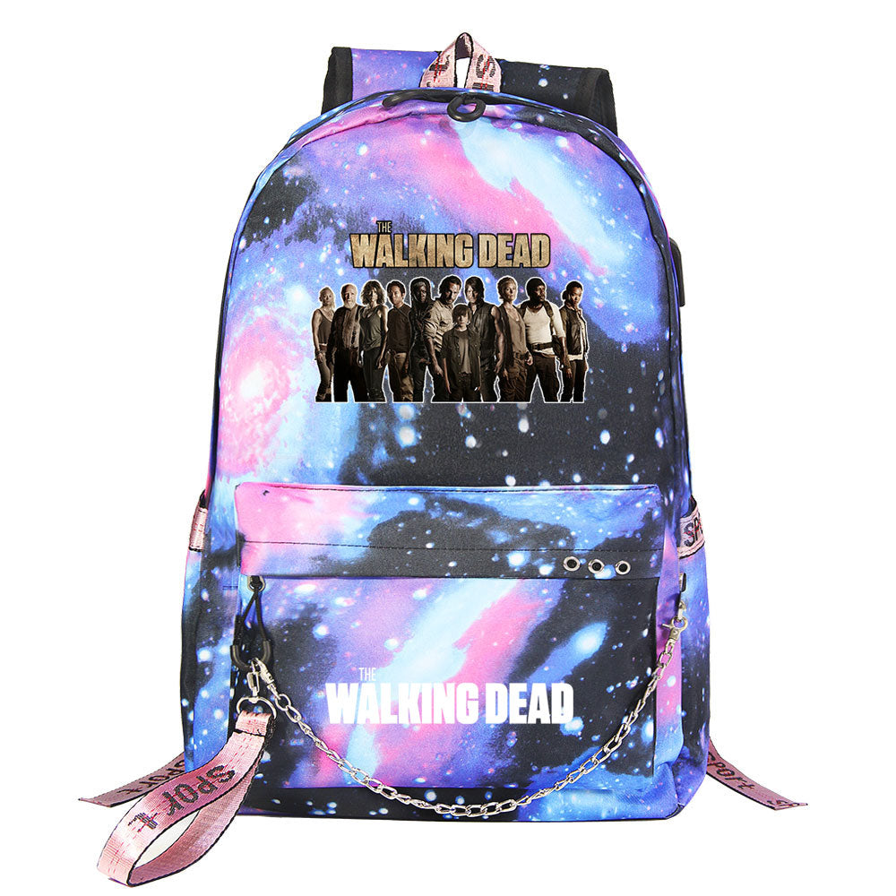 The Walking Dead USB Charging Backpack Shoolbag Notebook Bag Gifts for Kids Students