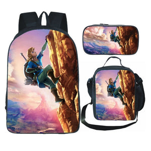 The Legend of Zelda Schoolbag Backpack Lunch Bag Pencil Case Set Gift for Kids Students