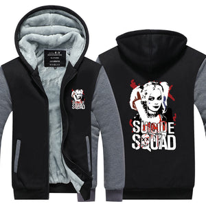 Suicide Squad Harley Quinn Hoodie Jacket Autumn Winter Unisex Zipper Sweatershirt Warm Coat